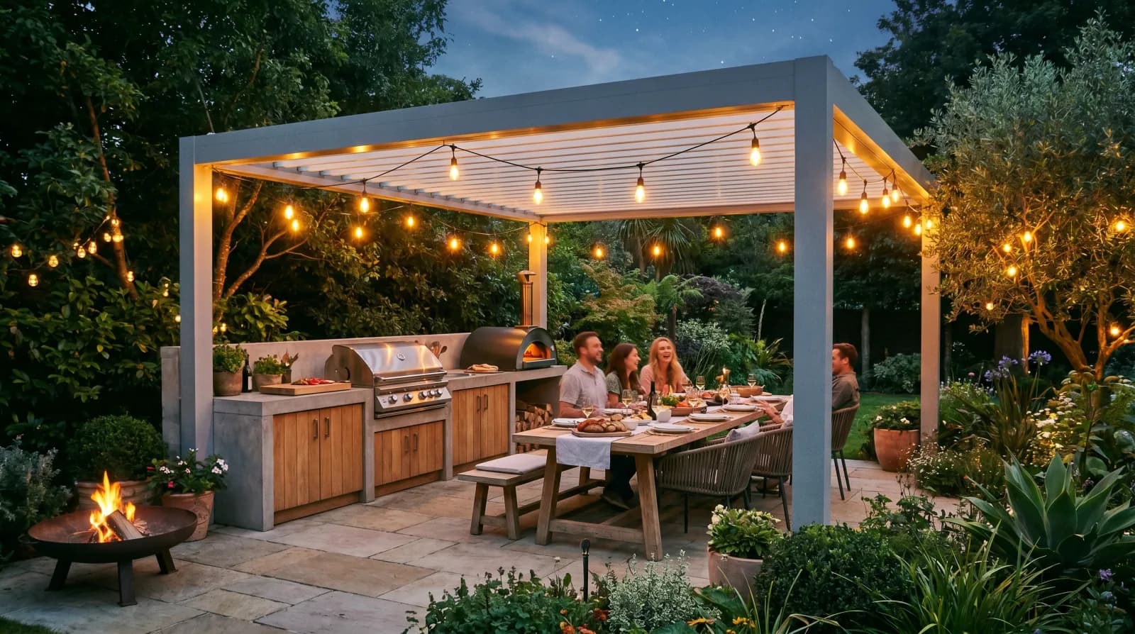 Cuisine extérieure haut de gamme sur une terrasse en Suisse